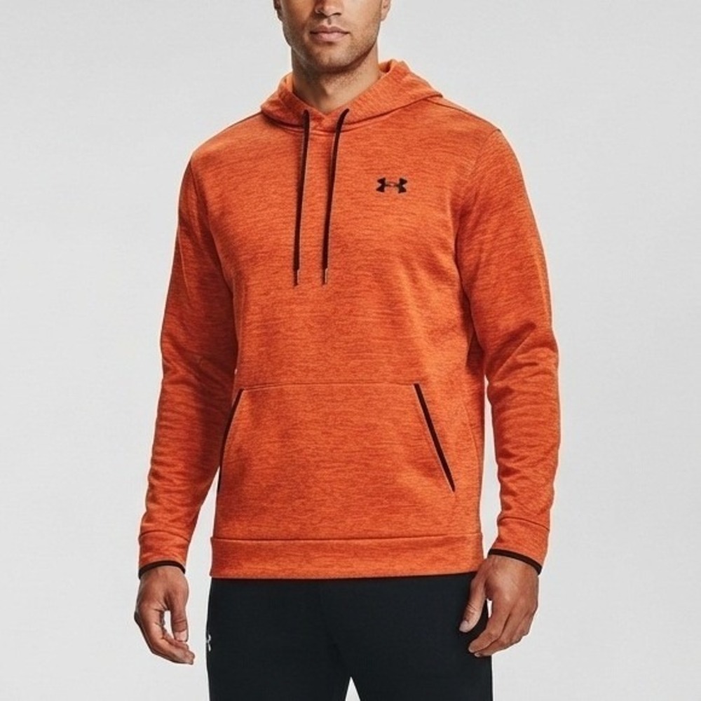 Under Armour Mens 3XL ColdGear Orange Heather Fleece Hoodie Loose Fit Pullover